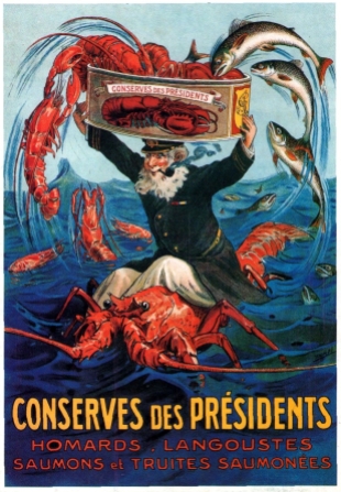 Publicidad marinera. Conserves des Présidents (Francia).